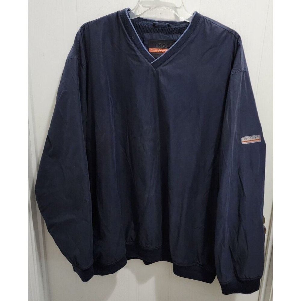 Izod Golf XFG Navy Blue Pullover Golf Mesh Lined Jacket Windbreaker Size XL